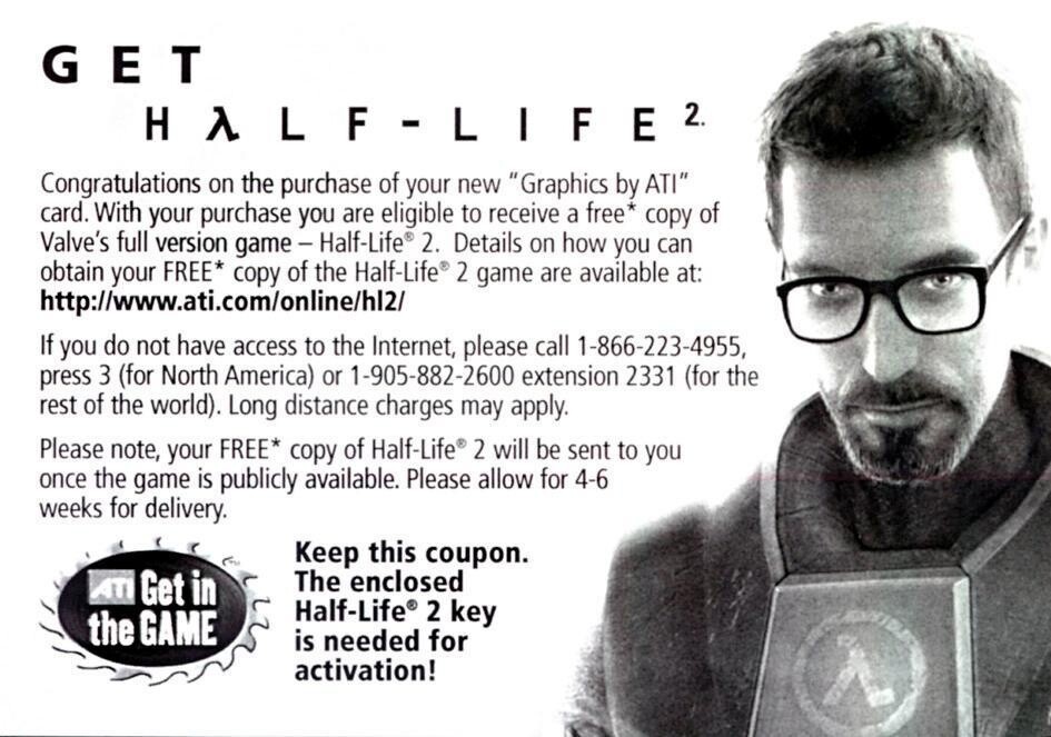 Statt Half-Life 2 liegt Radeons dieser Gutschein bei.