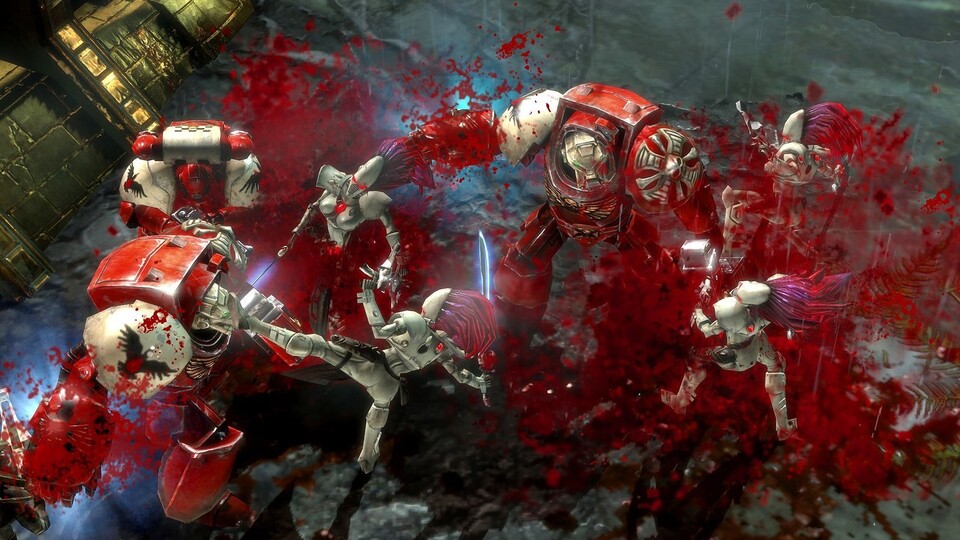 Warhammer-Tradition: In den flüssig animierten, brutalen Nahkämpfen spritzt wieder literweise Blut. Doch die Entwickler wissen noch nicht, ob sie Dawn of War 2 für den deutschen Markt entschärfen müssen.
