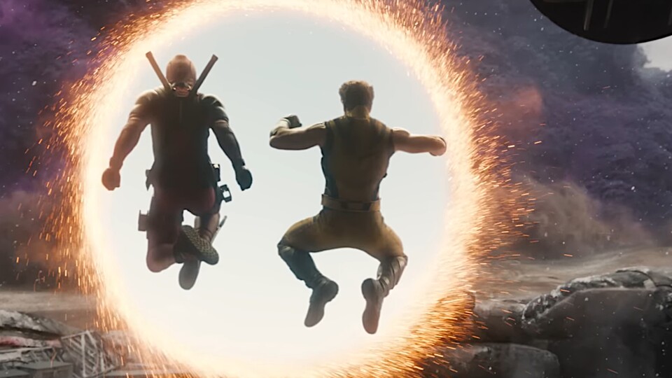 Wohin wird dieser Sprung Deadpool und Wolverine wohl führen? Und wer hat das Portal geöffnet? Bildquelle: Disney Marvel Studios