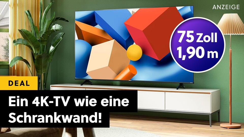 In diesem Angebot bei Amazon gibt’s maximal viel Fernseher für wirklich wenig Geld geboten – satte 75 Zoll für unter 700 €.