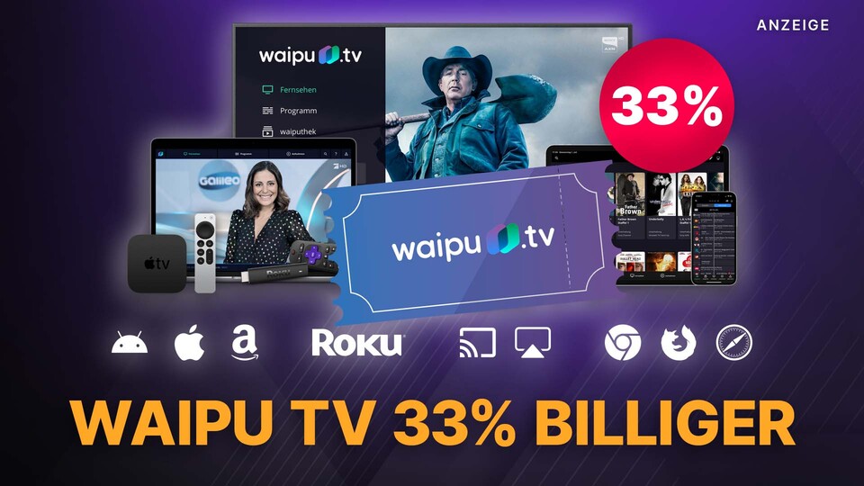 Nach Jahren ohne Fernsehen zappe ich dank Waipu TV wieder gerne durchs TV Programm. Ich habe bei 33% natürlich auch selbst sofort zugreifen müssen.