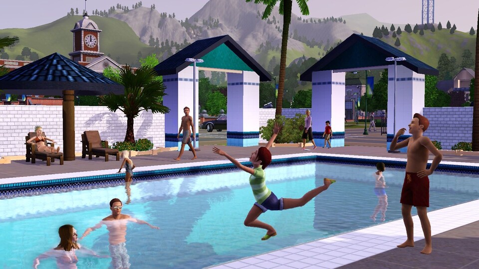 bearbeiten. Wasserscheue Sims können mit einem Schwimmbad nichts anfangen.