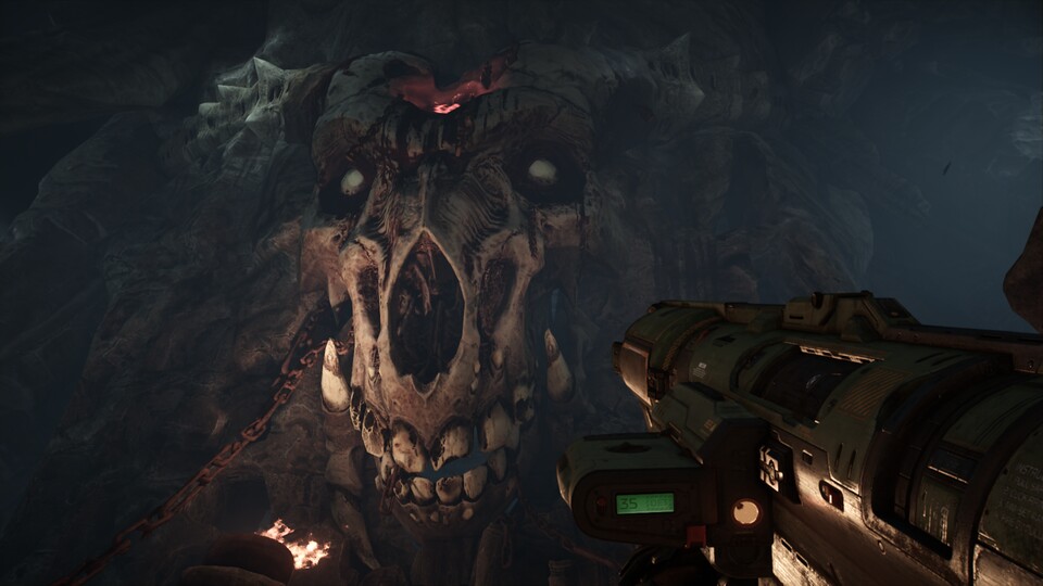 Das Icon of Sin ist eine Anspielung auf die ursprünglichen Doom-Spiele, die mit der Handlung der Neuauflagen verwoben sind. (Bildquelle: doom.fandom.com)