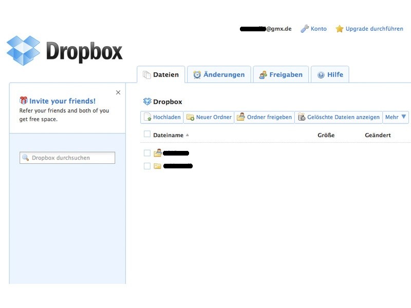 Dropbox legt private und öffentliche Ordner an