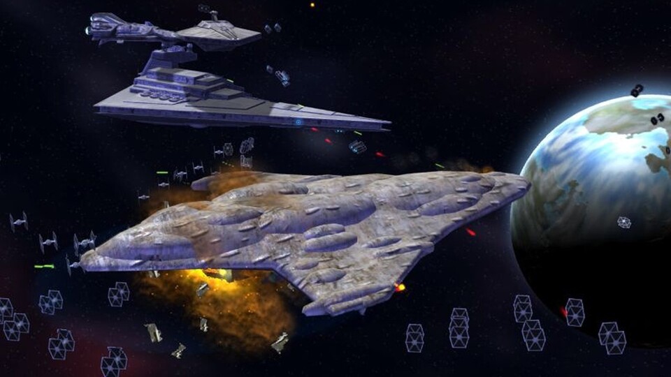 Star Wars: Empire at War zeigt die Kämpfe auf Tastendruck aus der Nähe und mit dynamischen Kameraperspektiven an.