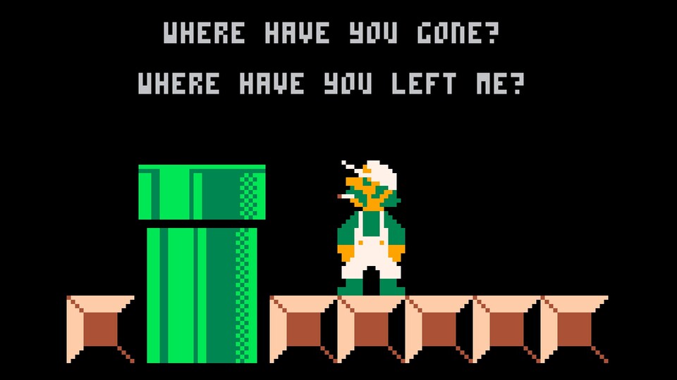 Ennuigi konfrontiert Spieler mit einem depressiven und kettenrauchenden Luigi.