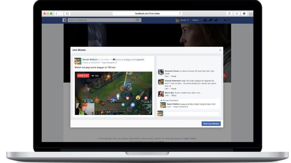 Facebook Live Video ermöglicht nun auch explizit die Live-Übertragung von Spiele-Sessions. 