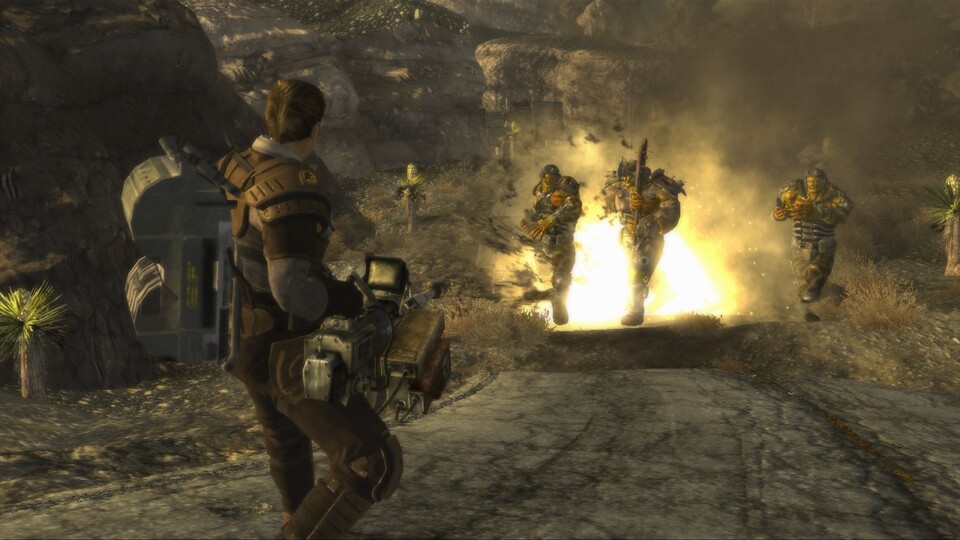 Der Granatwerfer ist eine der neuen Waffen in Fallout: New Vegas und gehört zu den stärksten Wummen, die sich Ihr Held unter den Arm klemmen kann.