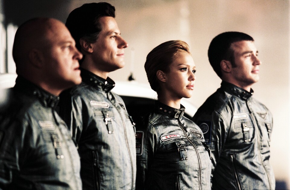 Die vier Hauptdarsteller vor dem Flug ins All: Michael Chiklis, Ioan Gruffudd, Jessica Alba und Chris Evans (von links nach rechts).