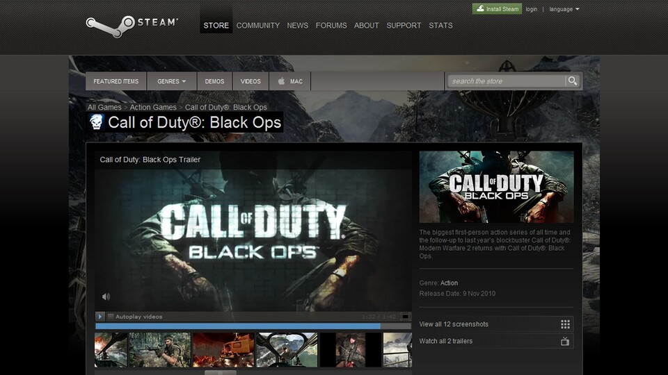 Call of Duty: Black Ops bekommen Steam-Spieler in Deutschland nur gekürzt.