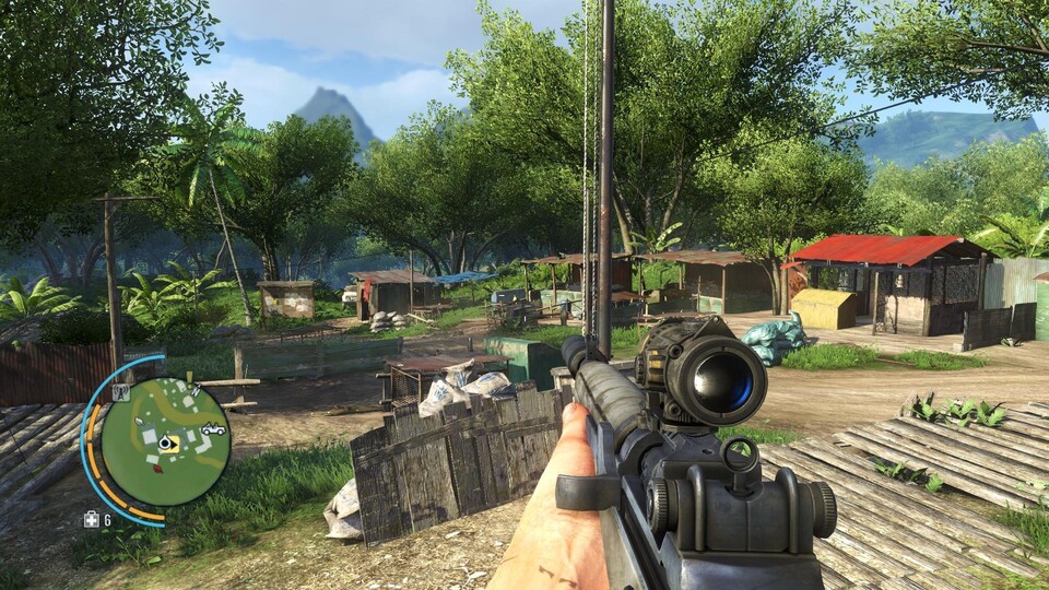 Far Cry 3 läuft zwar in maximalen Details mit Kantenglättung und in 2560x1440 mit weit über 50 Bildern pro Sekunde, durch die Abstimmungsprobleme der zwei Grafikchips läuft das Spiel dennoch leicht rucklig.