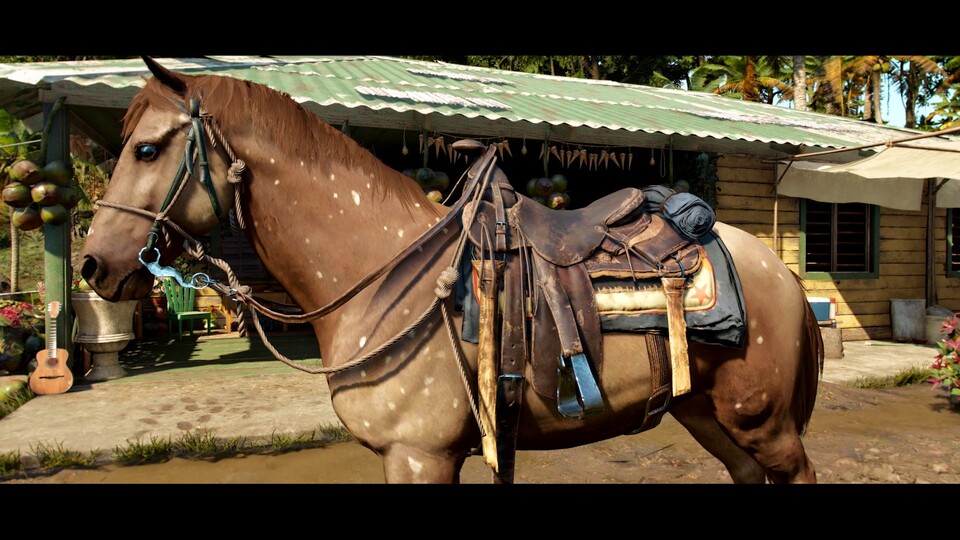 In Far Cry 6 rast ihr nicht nur mit motorisierten Fahrzeugen durch die Gegend, ihr könnt auch Pferdchen reiten.