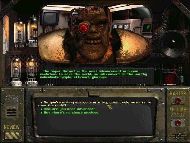 Schon im ersten Fallout sind wichtige Charaktere wie dieser Supermutant vollvertont – das war vor 18 Jahren voll modern.