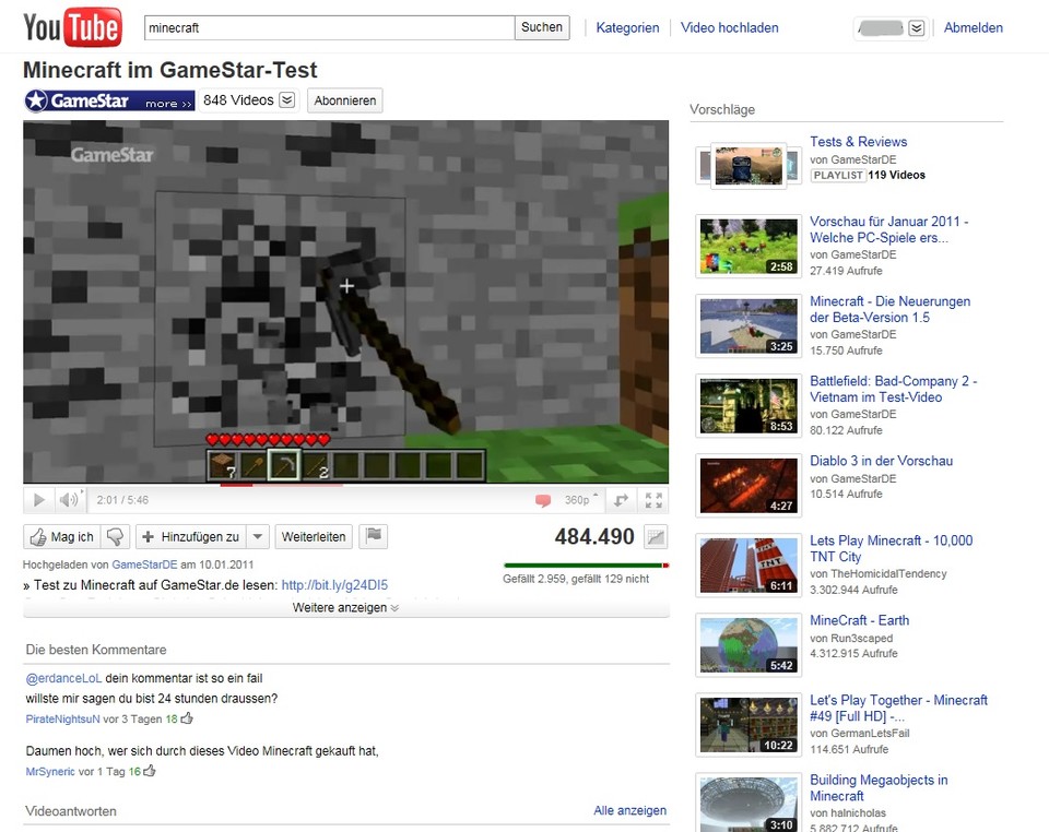 Minecraft profitiert massiv von Youtube als viraler Verbreitungsplattform. 