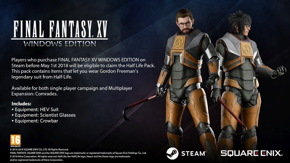 Steam-Käufer dürfen Final Fantasy 15 als Gordon Freeman spielen.