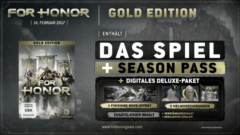 For Honors Gold Edition enthält alle Inhalte der Deluxe Edition und zusätzlich den Season Pass..