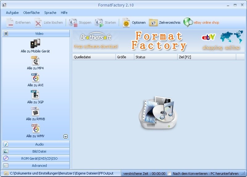 FormatFactory Programmfenster