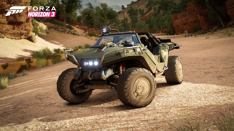 Forza Horizon 3 bietet den Warthog aus Halo. Für Spieler von Halo 5 und Halo: MCC gibt es den Jeep gratis im September, alle anderen Spieler müssen ihn im Oktober über ein Event freispielen.