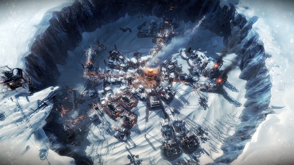 Die konzentrisch aufgebaute Stadt hebt Frostpunk nicht nur optisch von anderen Genrevertretern ab, sondern war der logische Schluss aus Gameplay und Design.