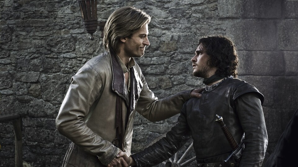 Jaime Lannister belächelt Jons Absicht, der Nachtwache beizutreten.