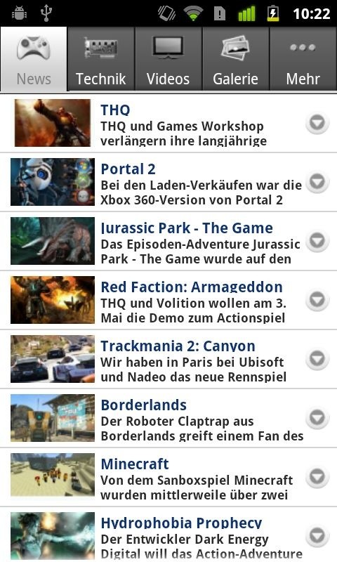 Die News-Übersicht in der GameStar.de-App.