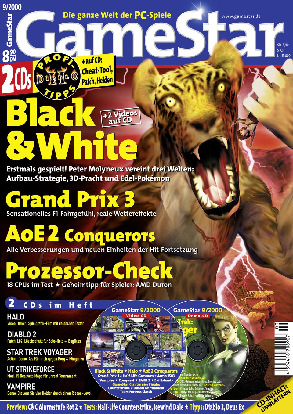 2000: Der entsetzte Leopard ahnt wohl schon, dass wir Black & White etwas überhyped haben. 