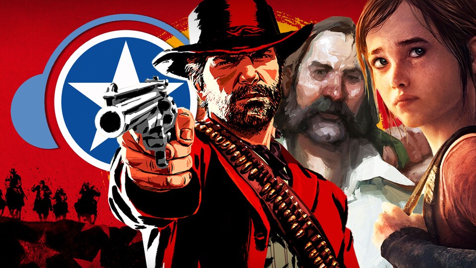 Die drei besten Story-Spiele unserer Rangliste: Disco Elysium, Red Dead Redemption 2 und The Last of Us.