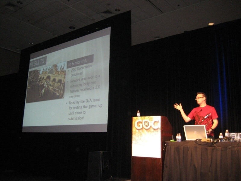 GDC 2010: Ein typischer GDC-Vortrag: Patrick Plourde von Ubisoft erzählt, was er bei der Arbeit an Assassin’s Creed 2 gelernt hat.