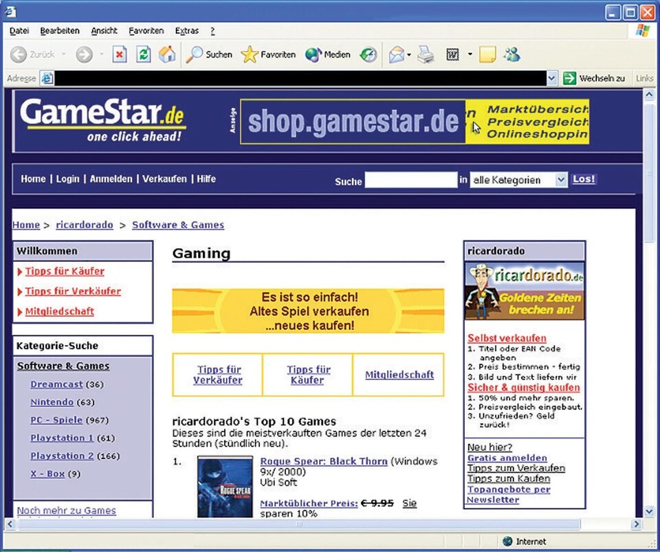 Zusammen mit Ricardo.de bieten wir Ihnen auf www.gamestar.de versuchsweise ein Angebot zum An- und Verkauf von Gebrauchtspielen.