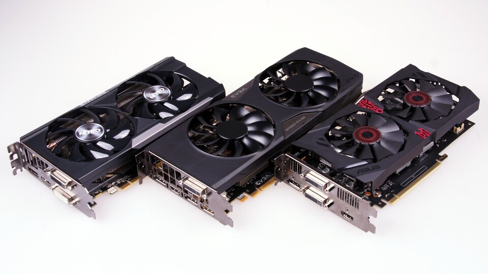 Mit ihrem Preis von rund 170 Euro steht die Geforce GTX 950 in Konkurrenz zur Radeon R7 370. Wir lassen zwei übertaktete Modelle von EVGA und Asus gegen die R7 370 Nitro von Sapphire antreten. 