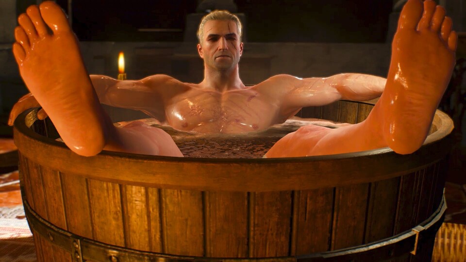 Wer nicht genug vom badenden Geralt bekommen kann, kann ihn sich jetzt ins Zimmer stellen.