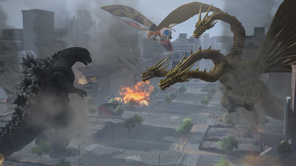 Szene aus dem Videospiel Godzilla: The Game.
