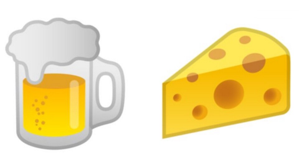 Die Google-Emoji für Bier und Käse.