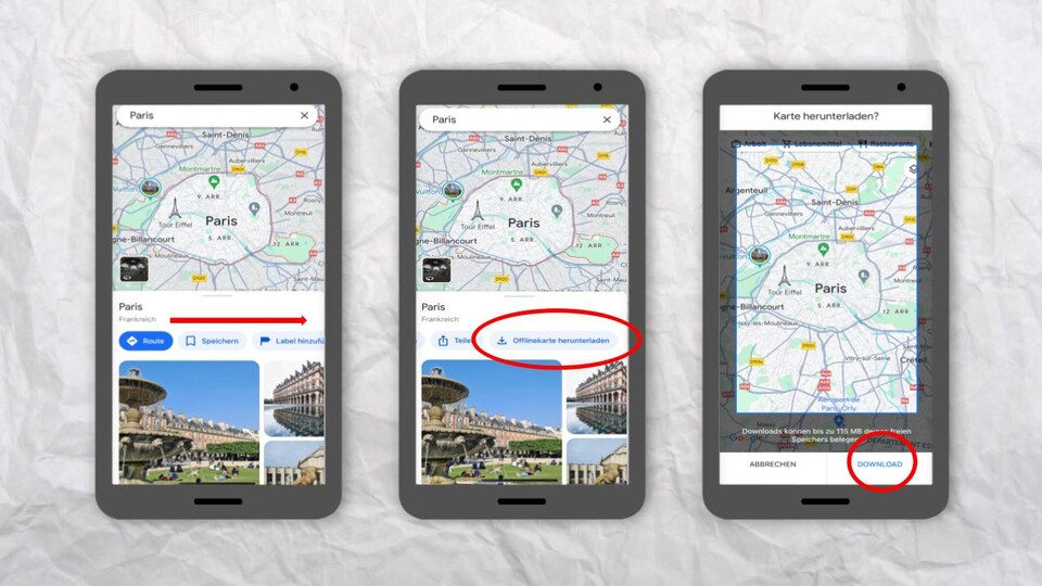 Google Maps erlaubt euch, Kartenausschnitte offline zu speichern.