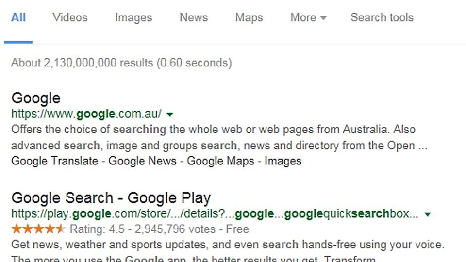 Google experimentiert bei der Websuche mit schwarzen Links (Bildquelle: Twitter)
