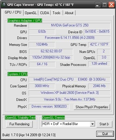 Umfangreiche Informationen: GPU Caps Viewer