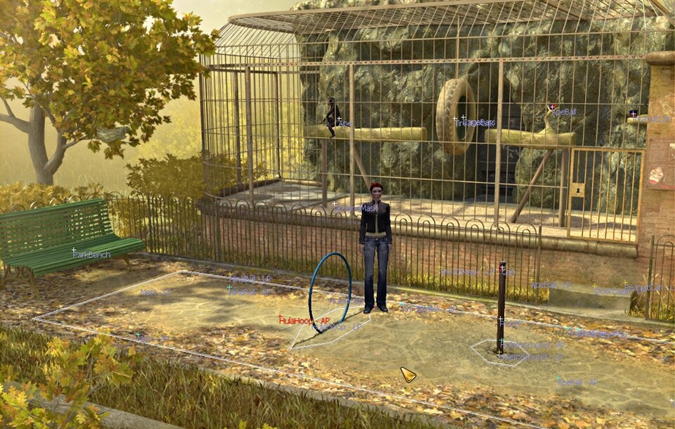 Der eigens für Geheimakte 2 entwickelte Editor zeigt den Entwicklern unter anderem die begehbaren Flächen und Interaktionspunkte der Szene.