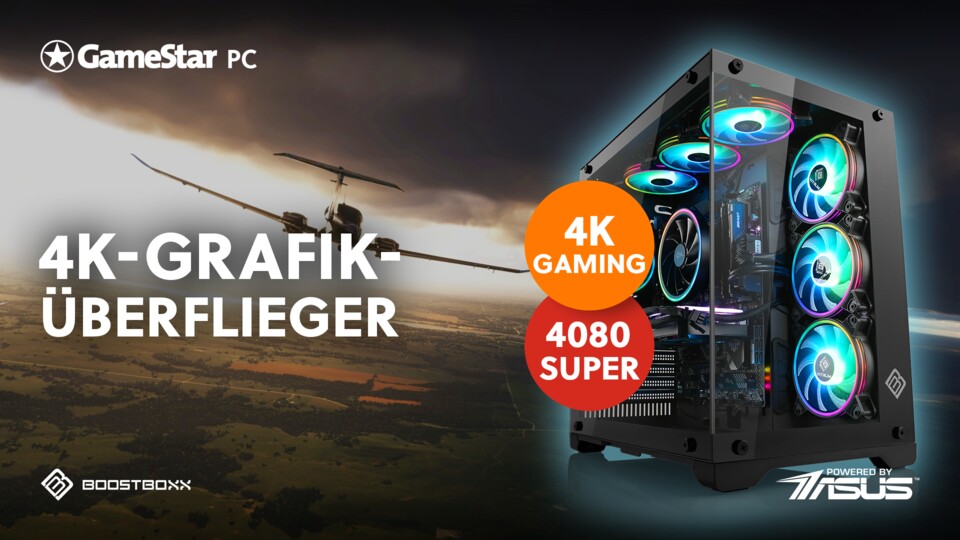 Dank der mächtigen RTX 4080 Super und starker CPU-Leistung kommt ihr ohne Turbulenzen durch den Luftraum.