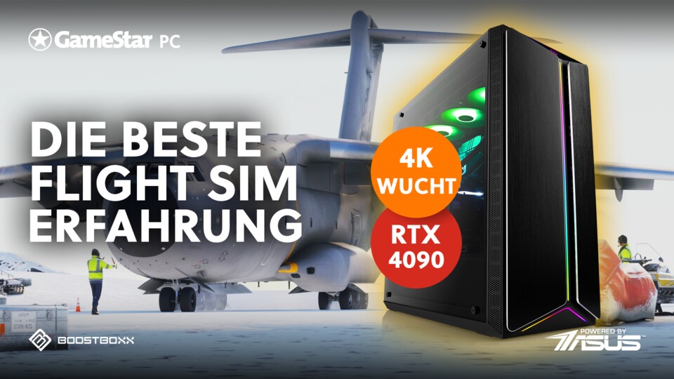 Ein Gaming-PC der vor Hardware-Power nur so strotzt und in Microsofts Flight Simulator 2024 perfekte Performance ermöglicht.