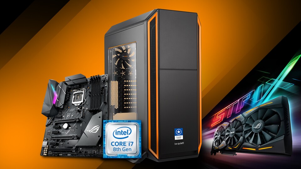 Unser Bestseller ONE GameStar-PC Ultra Xtreme für Gamer, die richtig Gas geben wollen: Mit rasend schnellen Intel Core i7 8700K mit 6 Kernen und massiver ASUS ROG Strix GeForce GTX 1080.