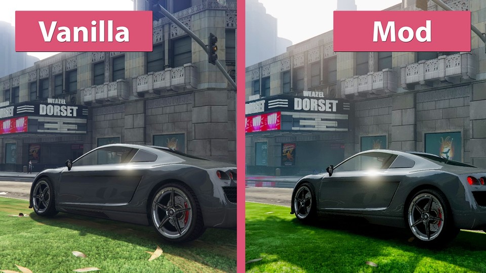 GTA 5 - Grafik-Mod für realistische Optik im Vergleich zum Original