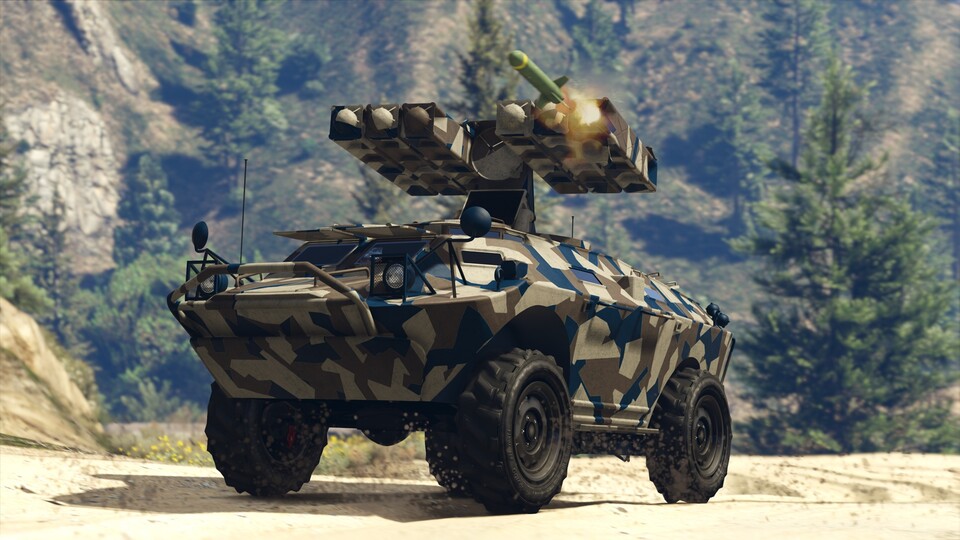 Mit dem Gunrunning-DLC halten militärische und waffenstrotzende Vehikel in GTA Online Einzug. 
