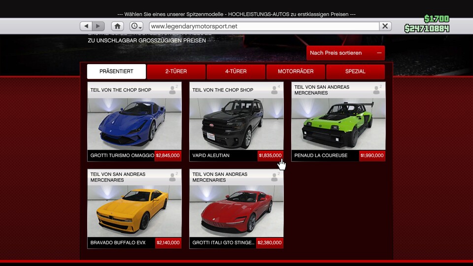 Wer in GTA Online etwas gelten will, braucht natürlich schicke - und teure - Autos.