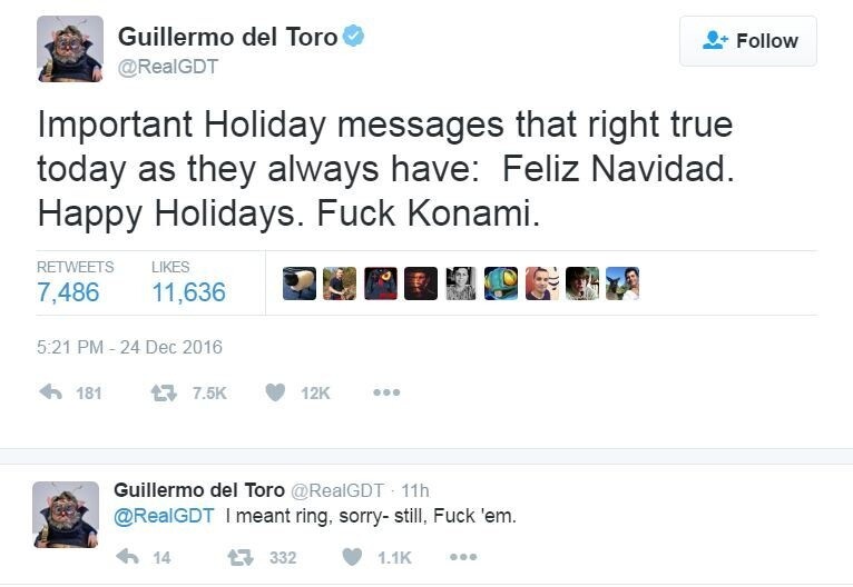 Guillermo del Toro beleidigt Konami selbst in seiner Korrektur.