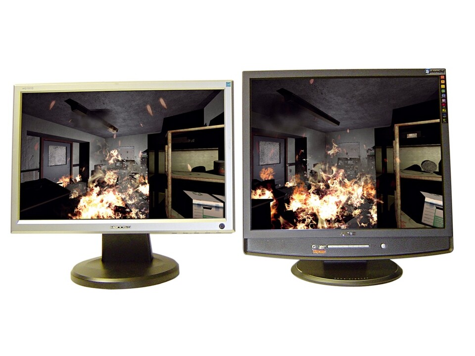 HG191DP (links) im 16:10-Format gegen 4:3-Display (rechts).