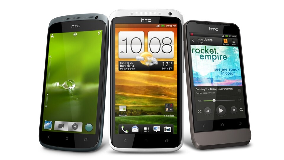 Von links nach rechts: HTC One S, One X und One V.