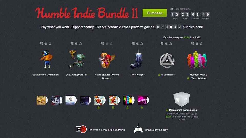 Das »Humble Indie Bundle 11« enthält sechs Spiele zu einem selbst gewählten Kaufpreis.