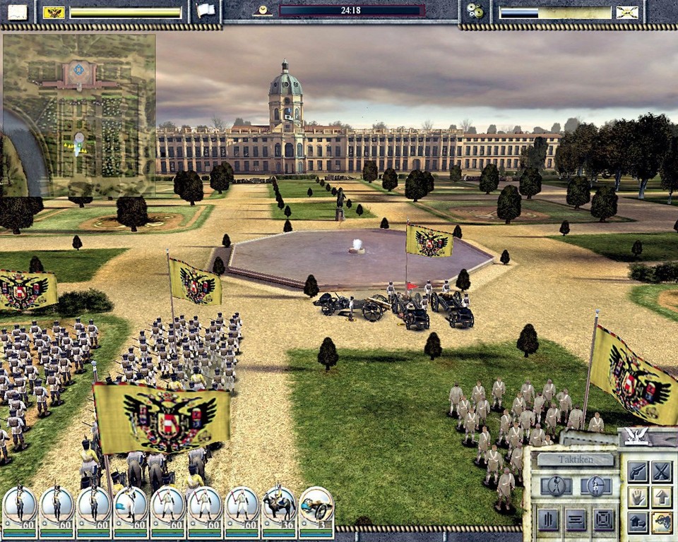 Unsere Artillerie beschießt das schön nachgebaute Berliner Schloss, um verschanzte Preußen auszuräuchern.
