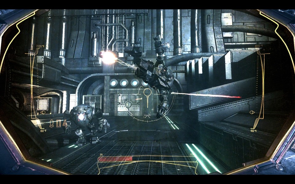 In einem Mech unternimmt Riddick einen Ausflug auf die Außenhülle des Raumschiffs.