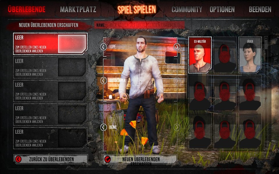 Zu Spielbeginn stehen kostenlos nur wenige Outfits zur Verfügung, wie der Charakter-Erstelllungs-Bildschirm zeigt.